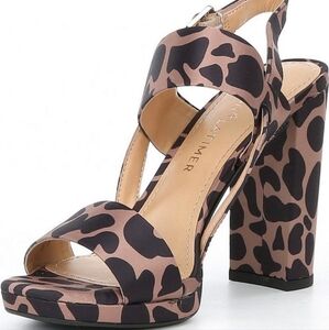 GIBSON LATIMER Women's Giraffe Animal Print 4" Block High Heel Shoes Size 6
